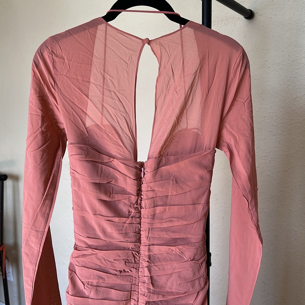 HOUSE OF CB 'Reine' Rose Real Silk Ruffle‎ Midi Dress NWOT size S - Picture 10 of 14